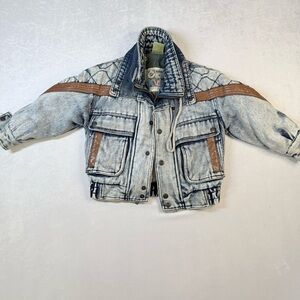 Vintage Electric kids Family Blue and Brown Kids Jean Jacket